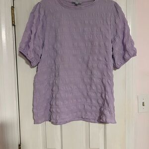 Floral & Ivy Lilac Textured Blouse Women’s Short Sleeve Puff Top Size Large